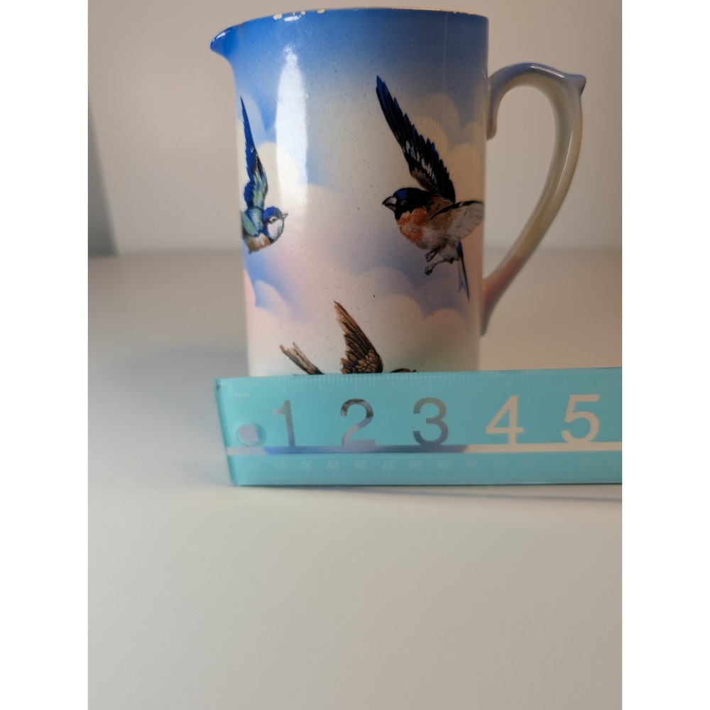 1940 Staffordshire England Blue And White Swallow Grenville Pottery Pitcher Bird - Picture 8 of 9